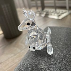 Swarovski crystal mother kangaroo & baby figurine